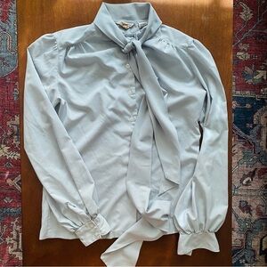 Vintage 70s/80s Puff Sleeve Pussybow Blouse Top Shirt Amanda Sz 9/10 Med